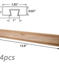 Top Notch Wooden Drawer Slides 14 Inch Center Track Set Of 4 Hella Smooth Centered Glides, 13.8" wooden slide with dimensions and grooves.