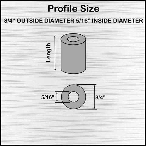Diagram of Aluminum Spacer 3/4 Inch Outer Diameter 5/16 Inch Inner Diameter Round Unthreaded Standoff Bushing Plain Finish