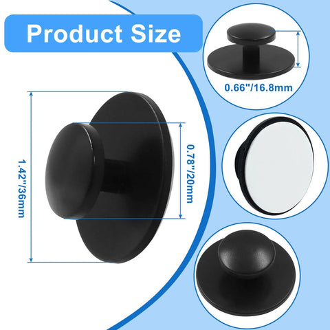 20 Pack Plastic Black Adhesive Cabinet Handles Self Sticking Drawer Knobs Pull Handles product dimensions and close-up details