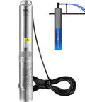 Deep Well Submersible Pump 3HP 230V Heavy Duty 4-Inch Stainless Steel 37 GPM Flow 640 Ft Head Includes 33 Ft Cord