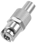 Heavy Duty Brass Zerk Grease Coupler Adapter With Cross Fitting Nozzle Tip For Precision Hydraulic Lubrication Keeps Equipment Safe Using Standard Grease Gun Tools Easy Quick Connect Slick Design Makes Every Repair Job Way Faster Bad Ass Legit Gear. Silver metal grease coupler adapter, close-up view