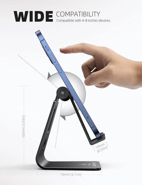 Hand adjusting Go-To Adjustable Phone Stand For Desk Universal Cradle Dock For 4-8 Inch Smartphones Including iPhone 17 Through 12 And More