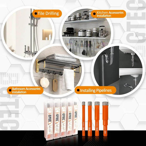 BGTEC 10pc dry diamond drill bit set, 5/16 in (8 mm) hole saws for granite and tile