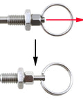 Heavy Duty M6 Stainless Steel Spring Indexing Plunger With Pull Ring Quick Release, showing pin deployment mechanism and robust build.