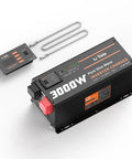 3000W Pure Sine Wave Inverter Charger With 9000W Peak, 12V DC To 120V AC, UPS Ready shown with LCD remote control