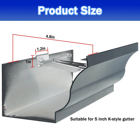 5 Inch Quick Screw Gutter Hangers 100 Pack Gutter Support Brackets Hidden Gutter Hanger With Screws, shown in side view