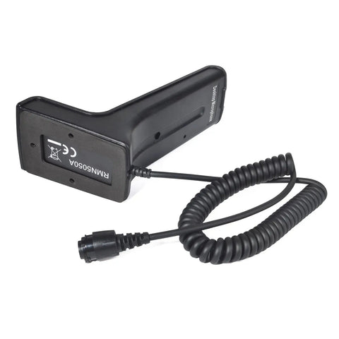 Solid Desktop Mic Replacement For RMN5050 And MOTOTRBO Base Stations, black corded design, side view