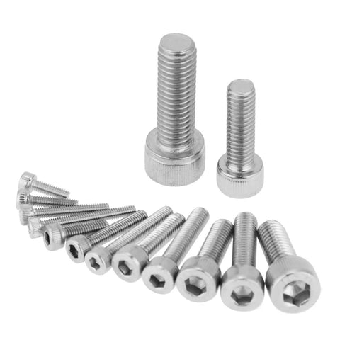 135-Piece Metric Screw Assortment Kit With Button Head Socket Cap Bolts In 304 Stainless Steel displayed in various sizes