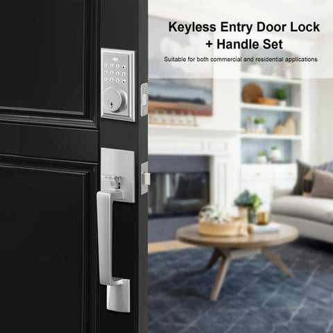 Keyless Entry Door Lock With Keypad Deadbolt Satin Nickel Finish, 4 To 8 Digit Passcode, No Keys Needed, One Touch Locking, Auto Lock