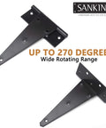 10 Inch T Strap Heavy Duty Door Hinges Black Tee Hinge For Wood Fences Gardens Barn Doors And Gates Rustproof 1/8 Inch Thick Steel