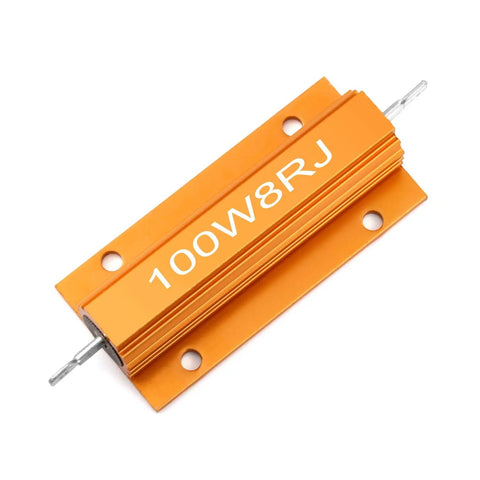 Tough As Nails Wirewound Aluminum Shell Resistor 8 Ohm 100 Watt 5 Percent Tolerance Pro Grade Pair with orange housing.