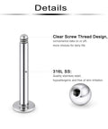 Dope 24 Piece Labret Barbell Set For Lip Helix Tragus And Cartilage Piercings In Surgical Steel Hypoallergenic 20G Includes 6Mm 8Mm 10Mm And 12Mm Sizes With Velvet Gift Bag Great Gift For Women And Men. 316L stainless steel labret barbell with clear screw thread and 3mm ball