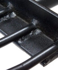 Close-up of the all steel spading fork tines, part of the All Steel Spading Fork Heavy Duty Garden Fork With T Style Handle Built Tough For Digging Soil Turning Compost Aerating Crops Harvesting And Yard Work Made In The USA 44 Inch.