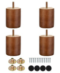 Solid Round Wooden Furniture Legs Set Of Four With Predrilled M8 Screw Threads For Diy Couch Dresser And Chair Swap To Level Up Your Home With Zero Hassle. Four 3-inch brown hardwood legs with predrilled mounts.
