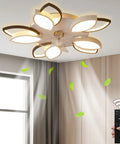 Bladeless Ceiling Fan With Lights 26.3 Inch Low Profile Flush Mount Indoor Fan With Remote Control Smart LED in living room