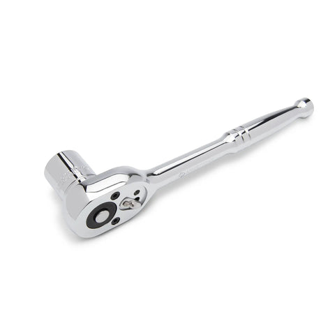 Chrome ratchet with socket from 19-Piece Three-Eighths Inch Drive 6 Point SAE And Metric Mechanics Tool Set For Auto Repair And DIY.
