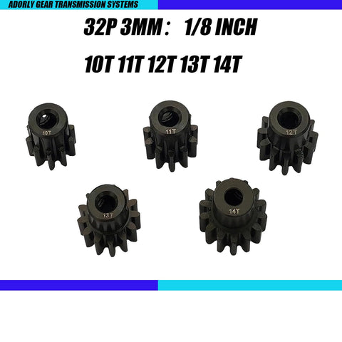 32P 3mm RC Pinion Gear Set 10T 11T 12T 13T 14T Beefed Up Hardened Steel For 1 To 10 Scale Traxxas Rustler Slash Stampede 4X4 VXL Ultimate TRX4 TRX6 ST Rally Upgrades Parts