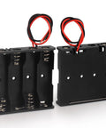 No Sweat 2 Pack 4 Slot AA Battery Holder With Tipped Leads, sturdy plastic housing, spring loaded, for DIY electronics.