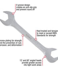14 Piece Angle Head SAE Wrench Set With Full Polish Chrome Vanadium CRV, V-Groove Anti Slip Grip, 15 And 60 Degree Angled Heads