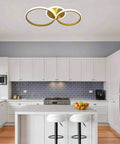 Modern LED Ceiling Light Flush Mount 106W With Six Ring Circle Design, Gold Acrylic Chandelier in a stylish kitchen setting