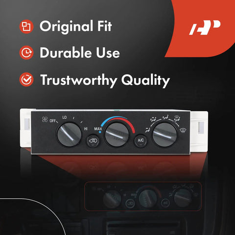 HVAC Heater Control Panel Climate Control Module Without Rear Window Defogger For Chevy Cadillac And GMC Vehicles Including C1500 C2500 C3500 K1500 K2500 K3500 Escalade Tahoe Yukon Plug And Play Ready, front view