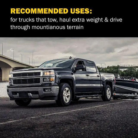 Truck towing in mountainous terrain, showcasing recommended uses for Rear Brake Pad Upgrade With Carbon Fiber Ceramic Z36 898.