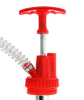 Manual Oil Transfer Pump Portable Siphon With Flexible Hose Handheld Pump for DIYers, red pump head and transparent hose