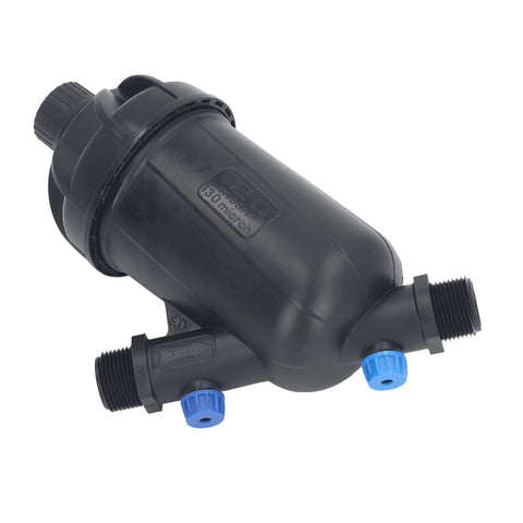 Irrigation Filter With 155 Mesh Screen For Drip Systems And Hydroponics, erosion proof compact plastic, side view