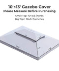 10x13 Ft Gazebo Replacement Polyester Canopy Top With Double Tier Mesh Netting Water Resistant UV Protected Gray Outdoor Shelter diagram