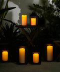 Large 4x10 Waterproof Outdoor Flameless Candles Battery Operated LED Pillar Lights with Remote and Timers flickering effect