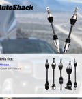 Front CV Axle Shaft Assemblies Pair For Nissan Murano 2009 To 2014 AWD V6 3.5L Driver And Passenger Sides Replacement Heavy Duty Premium Quality Pre Greased Direct Fit Easy Installation, pair shown for Nissan Murano 2009-2014 AWD