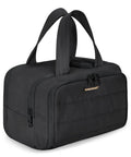 Ultra Lightweight Puffy Travel Toiletry Bag With Handle, Large Capacity Organizer For Women, black Taslan fabric, 4 compartments