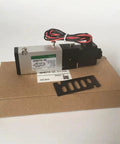 Heavy Duty Solenoid Directional Valve 4KB219 Plate Mount for Industrial Pneumatic Systems with AC220V DC24V control on box.