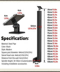 Tough As Nails Side Mount Stair Railings And Deck Balusters With Adjustable Angle Brackets Complete Hardware Kit specifications image showing black steel pipe dimensions.