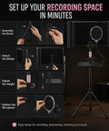 Step-by-step guide to assemble the 6 Panel Microphone Isolation Shield With Adjustable Metal Stand for Podcast Recording.