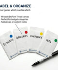 RFID Blocking Credit Card Sleeves For Wallet And Purse with writable surface, labeled for organization, marker included