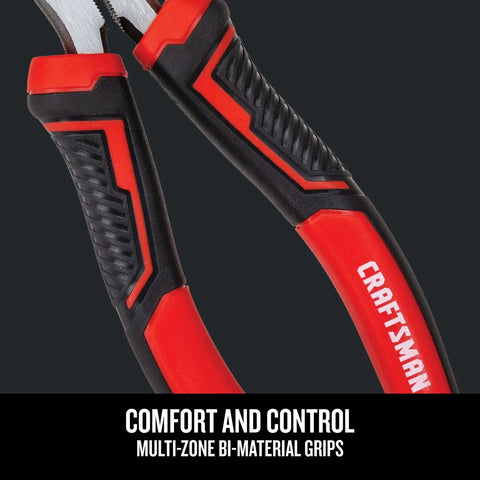 Close-up of 25-Piece Pliers Set With Durable Stainless Steel Blades, featuring easy-grip bi-material handles and ergonomic design.