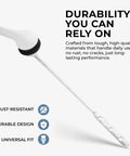White Finish Front Mount Toilet Handle Replacement Kit With Universal Flush Lever shown with durable features