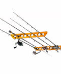 Solid Pine Horizontal Ceiling Rod Rack For Fishing Gear And Storage Holds Up To Nine Fishing Rods Easy Mount Space Saving Ceiling Organizer For Garages And Sheds showing multiple rods installed