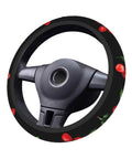 Cherry Themed Aluminum License Plate Frame With Anti Slip Breathable Steering Wheel Cover showing cherry pattern