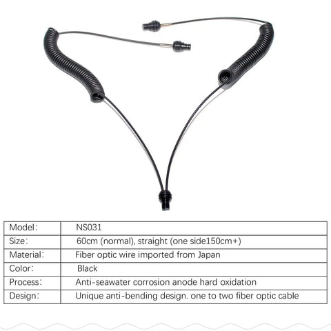 Underwater Multi Core Fiber Optic Cable With Ball Head For Camera Housings Coiled Cord Compatible With Sea And Sea Inon YS