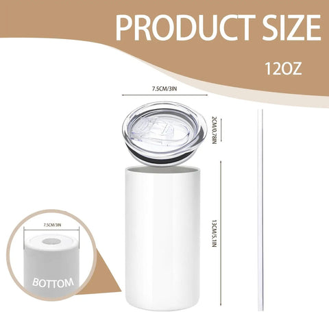 Game Changer 16 Pack Skinny Sublimation Tumblers With Lids And Straws 12 Oz Double Wall Stainless Steel Cups size details