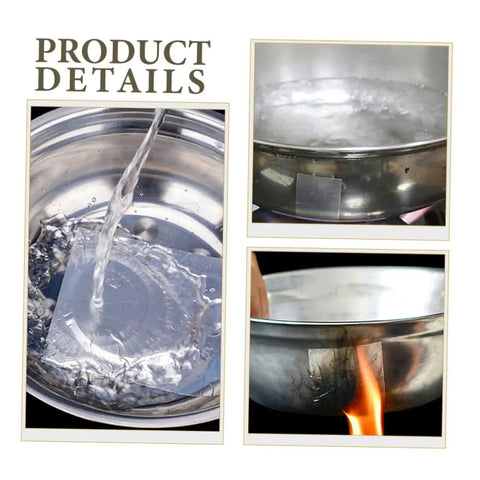 Aluminum Repair Patches For Pots Pans And Cookware, 10 Sheets, Leak Stop Tapes For Frying Pans, shown in use on cookware
