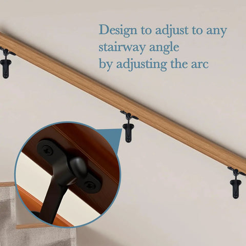 Heavy Duty Adjustable Handrail Brackets For Stairs Zinc Alloy Construction Matte Black Finish showing adjustable design for stairway angles.