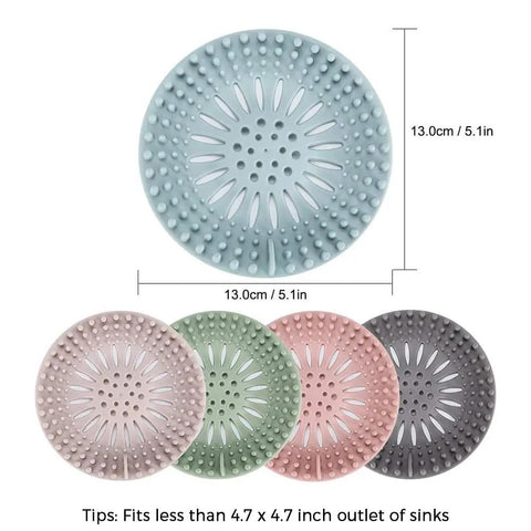 Flexible Hair Catcher Drain Strainers For Bathroom Sink And Shower In TPR Material No Fuss Hair Trap Covers In A Five Color Pack