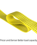 Close-up of yellow 2 Pack 10 Ft Long 2 In Heavy Duty Lifting Slings Straps Polyester Flat Webbing For Rigging, Towing