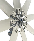 Close-up of Beefy 12000W Wind Turbine Generator with 8 blade windmill and durable aluminum rotor for off grid residential use.