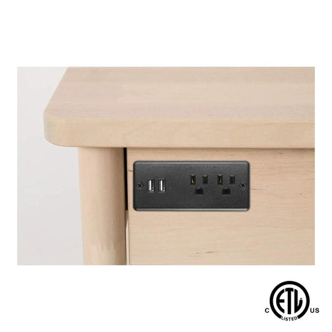 Recessed Flat Plug Desk Outlet With USB And 6 Foot Power Cord ETL Listed Conference Socket in light wood furniture
