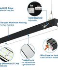 Diagram highlighting Eight Foot LED Linear Shop Light with 100W Draw and 10000 Lumen Output Adjustable Color Temperature components