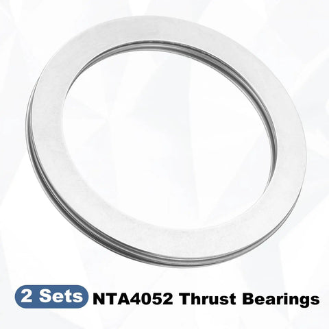 Beefy Heavy-Duty Thrust Needle Roller Bearing Set With Washers, Chrome Steel Precision Cage, NTA4052, ID 2-1/2 Inch, OD 3-7/32 Inch